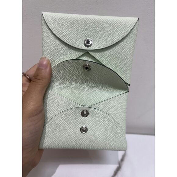Hermès Epsom Calvi Duo Card Case Vert Fizz - Good Condition - Picture 3 of 8